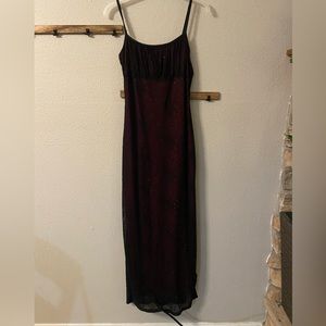 Vintage Black and Red Dress with Slit